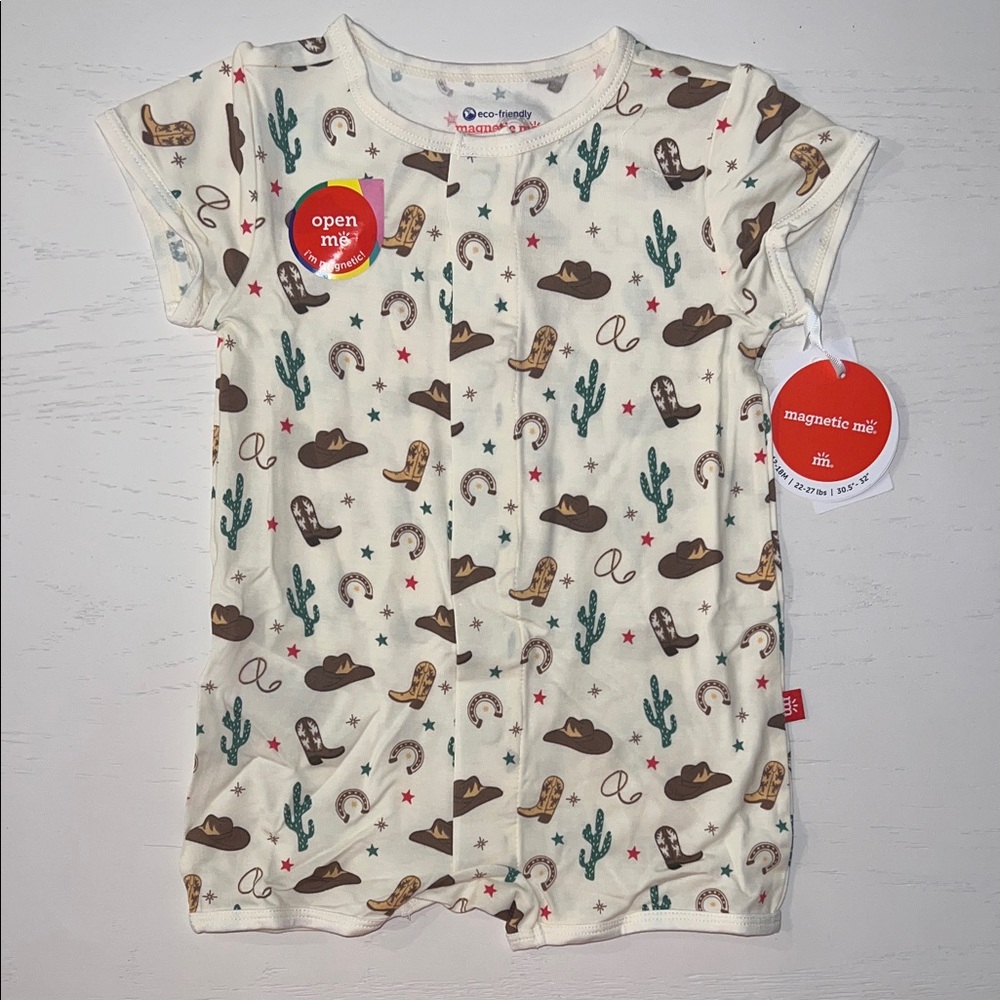 Magnetic Me Cream Western Not My First Rodeo Short Romper 18-24 months